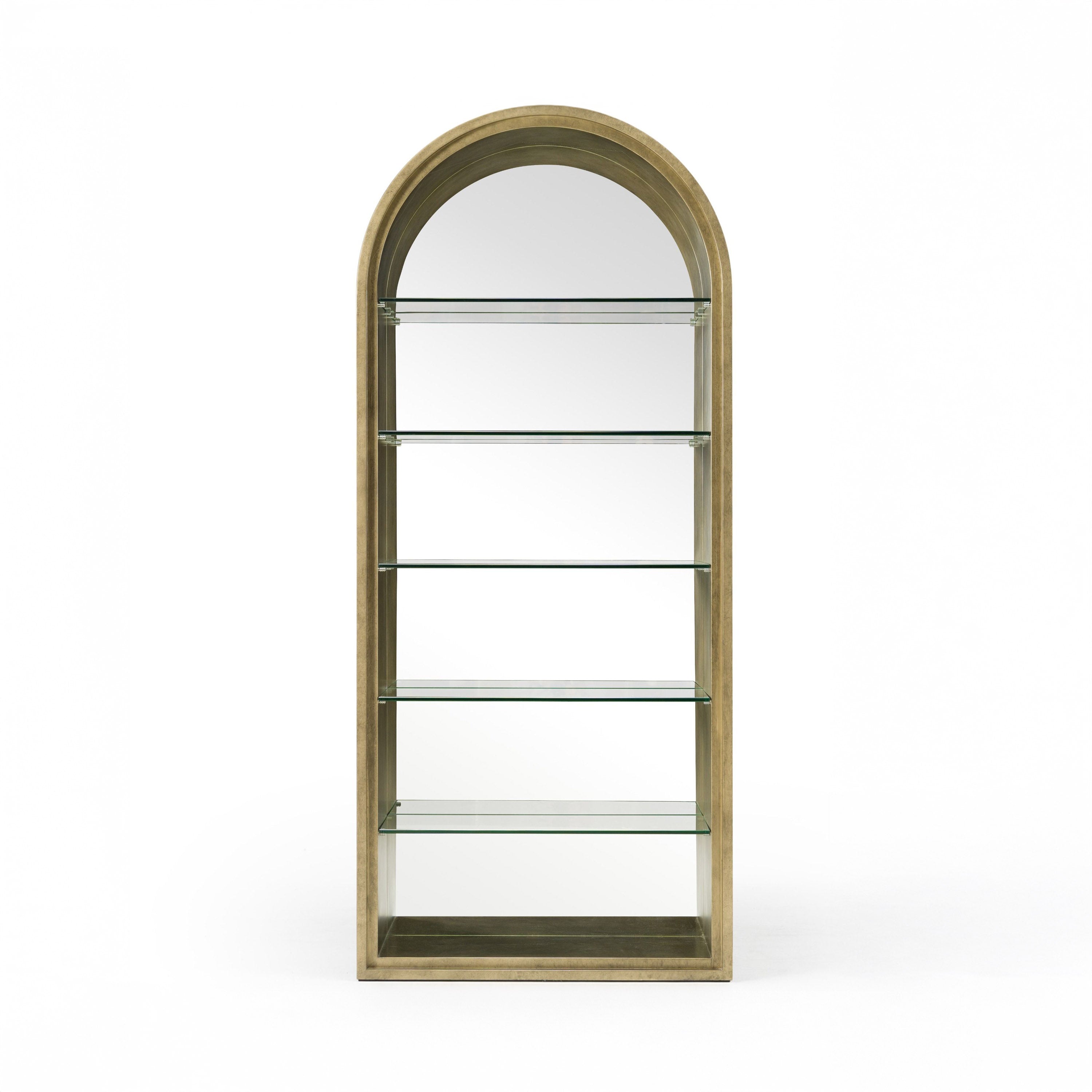 Modern Antique Brass Mirror Bookcase