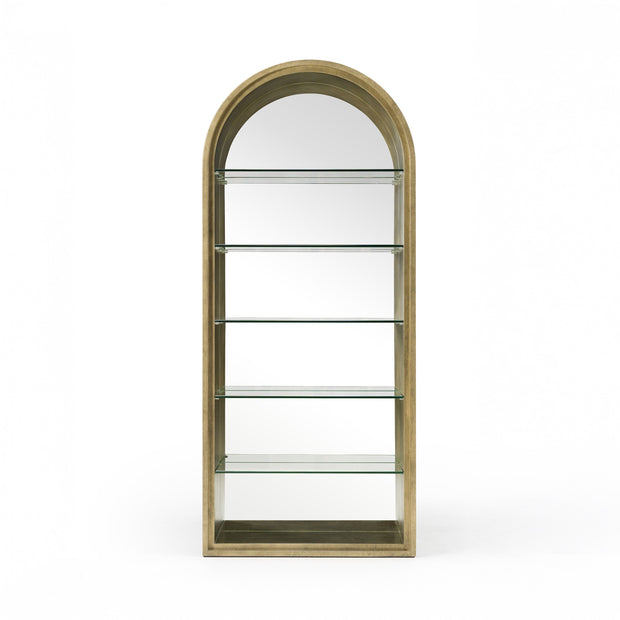 Modern Antique Brass Mirror Bookcase