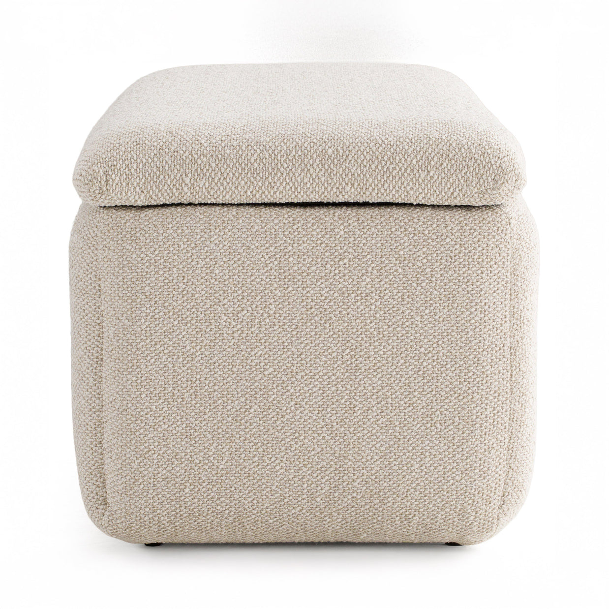Modern Off-White Fabric Bench with Storage