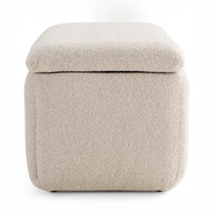 Modern Off-White Fabric Bench with Storage