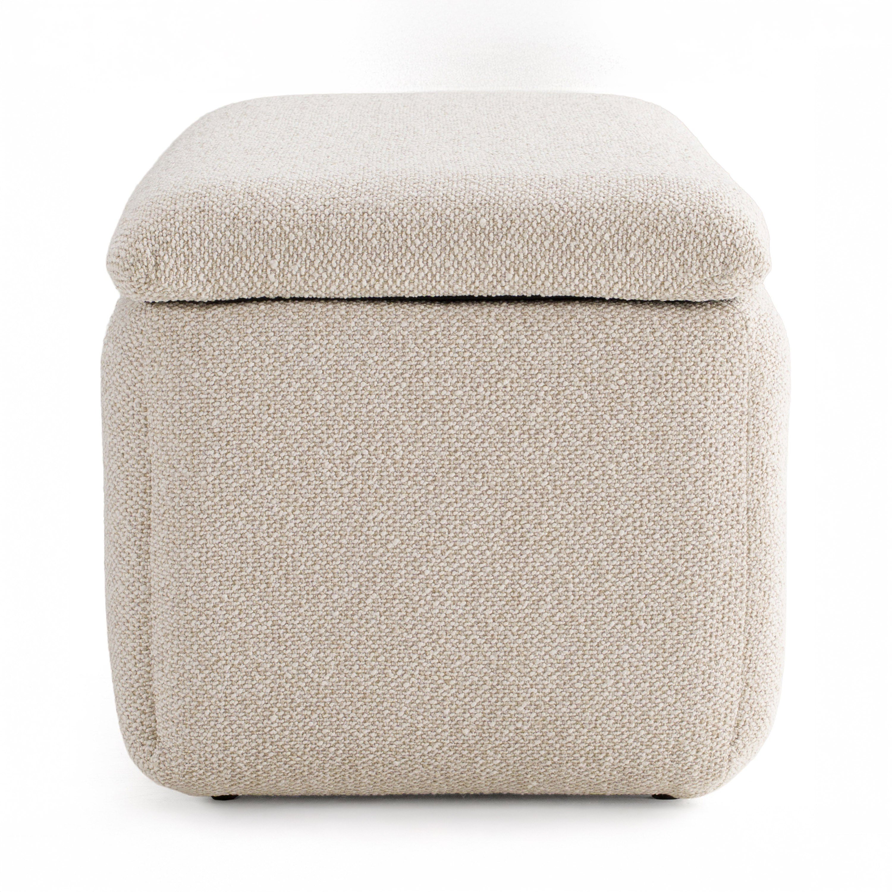 Modern Off-White Fabric Bench with Storage