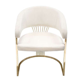 5 PC Contemporary Dining Set & Cream Velvet Chairs
