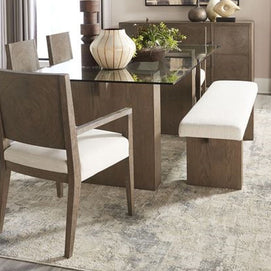 Brunette Oak & Beige Linen Fabric Dining Set