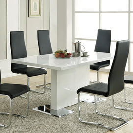 Contemporary Glossy White & Black Leatherette 5 PC Dining Set