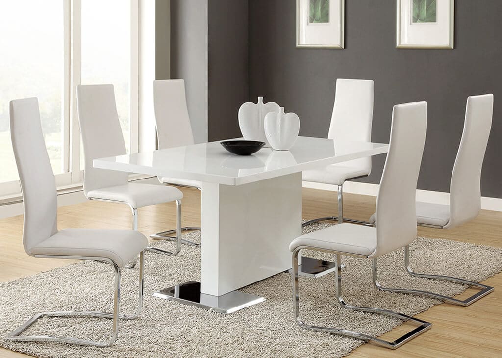 Contemporary Glossy White Dining Table