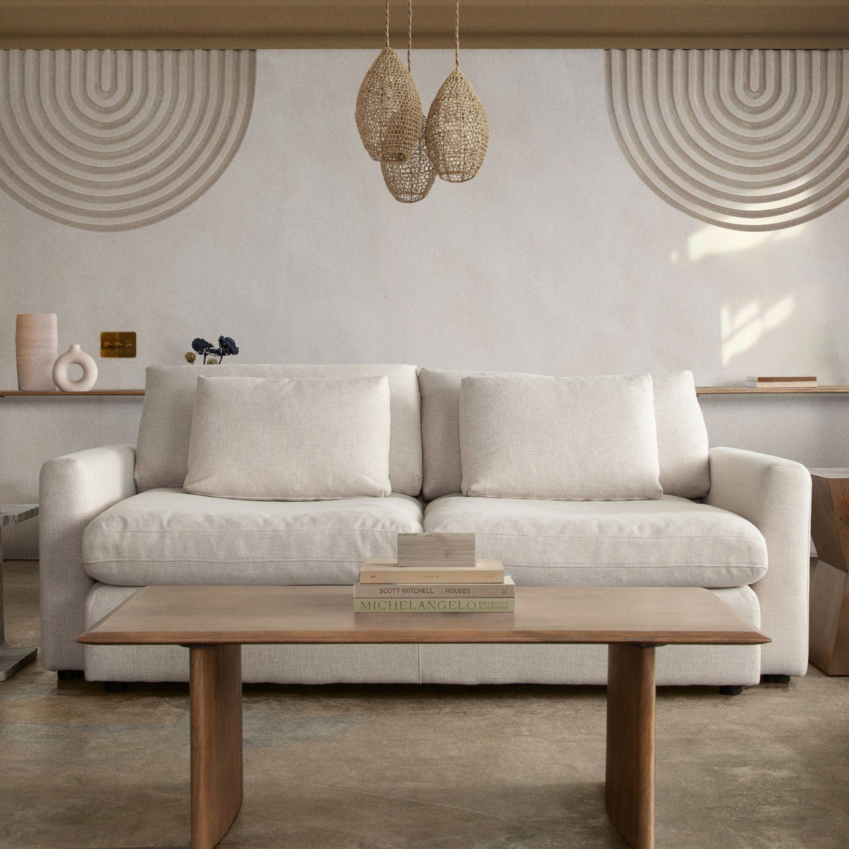 Contemporary Cream Feather Down Sofa