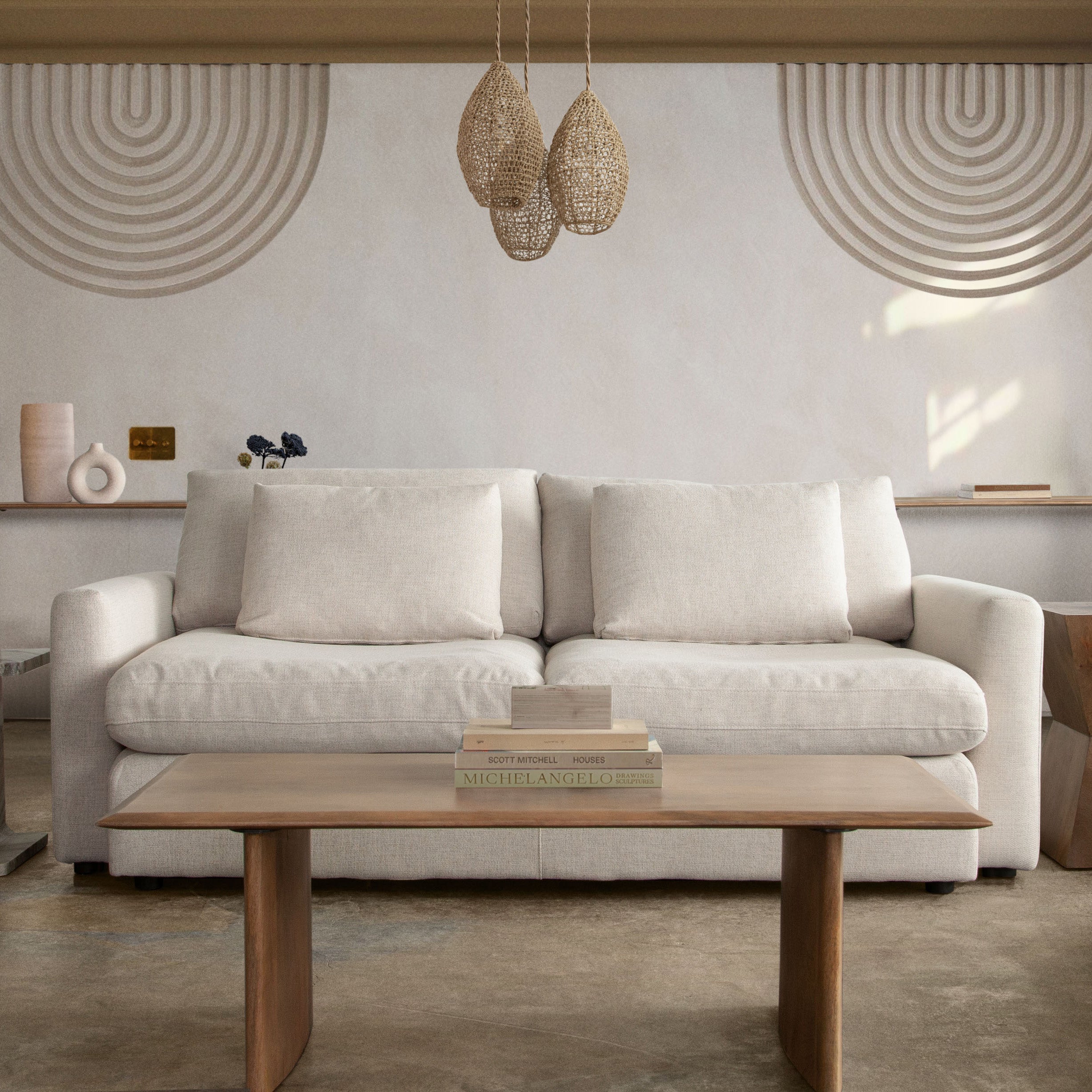 Contemporary Cream Feather Down Sofa