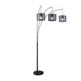 Arched 3-Arm Black Metal Floor Lamp