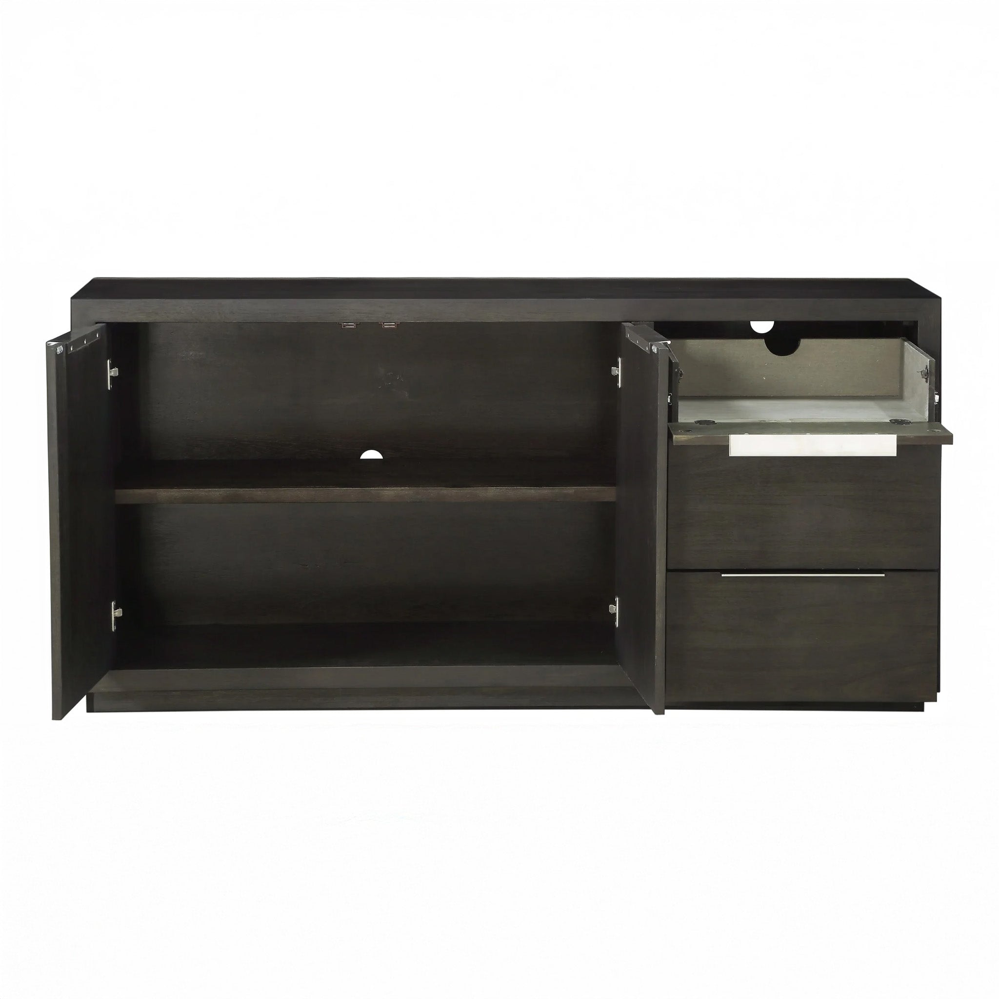 Modern Acacia Wood Sideboard in Basalt Gray or Mineral Gray