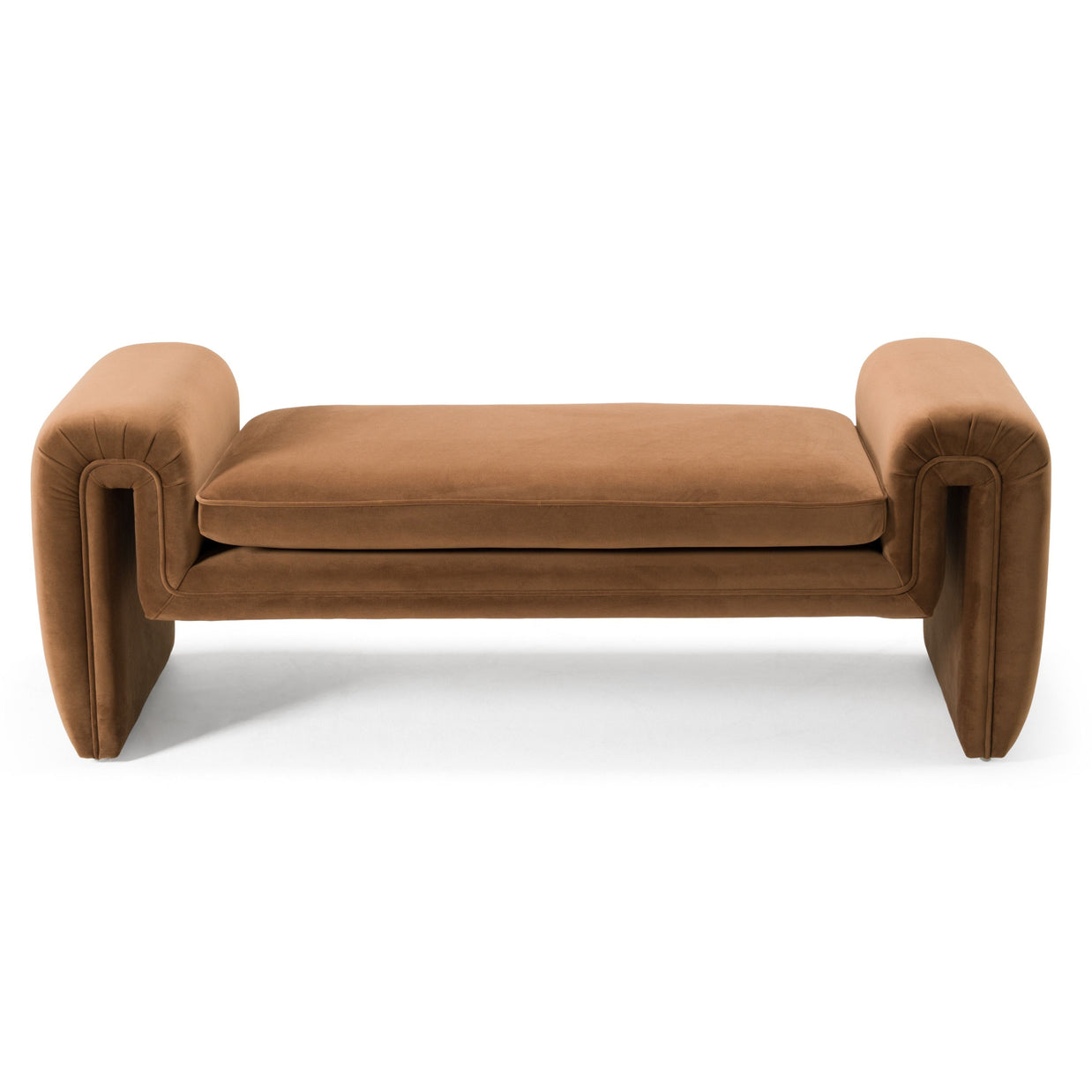 Modern Brown Velvet Upholstered Bench