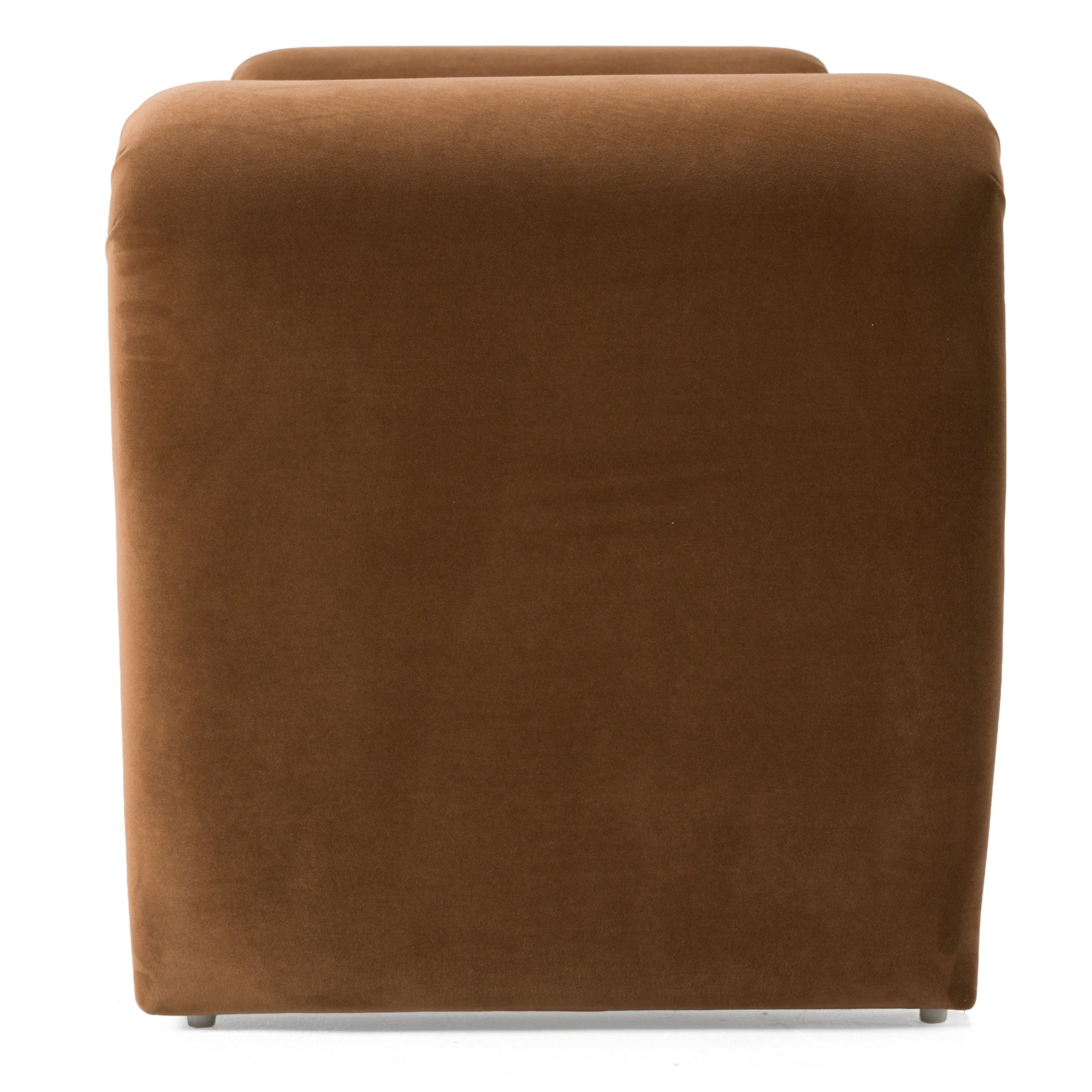 Modern Brown Velvet Upholstered Bench