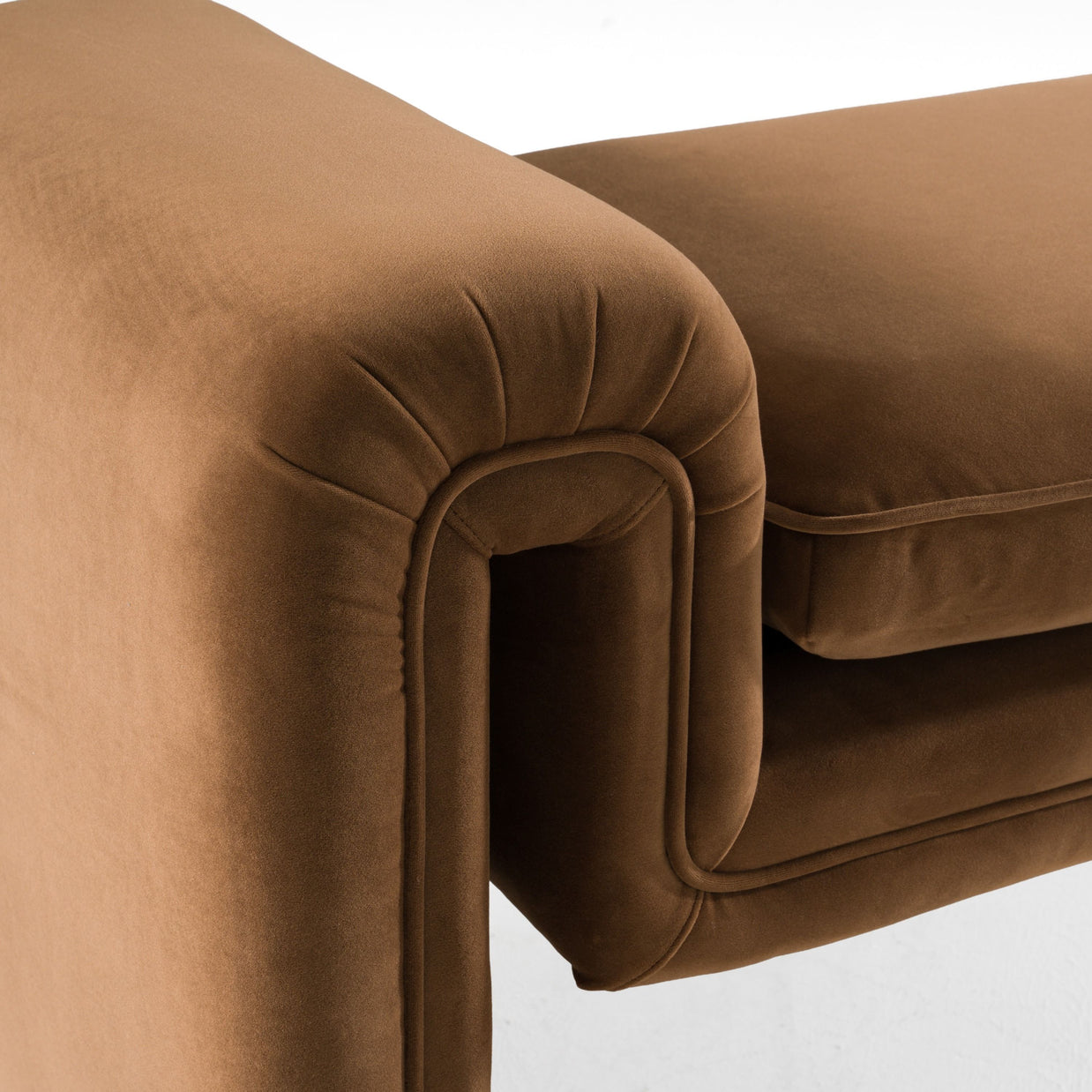 Modern Brown Velvet Upholstered Bench