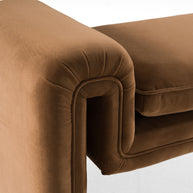 Modern Brown Velvet Upholstered Bench