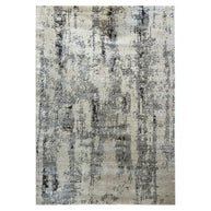 Modern Abstract Gray Area Rug - Polyester Viscose Blend Flat Weave Rug