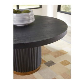 Black oak metal round dining table