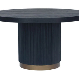 Black oak metal round dining table