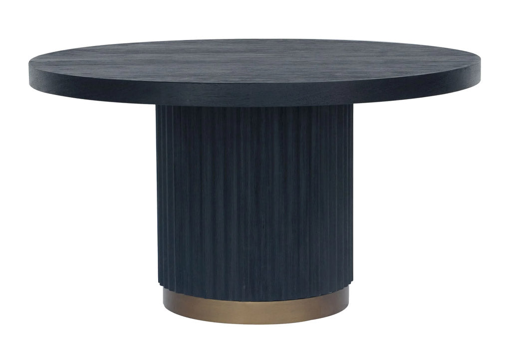 Black oak metal round dining table
