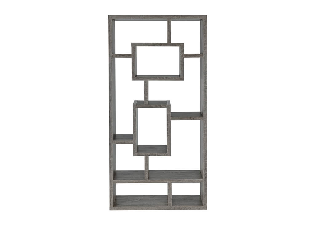 Geometric Weathered Gray Bookcase