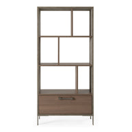 Modern Brown Oak & Faux Concrete Bookcase