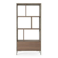 Modern Brown Oak & Faux Concrete Bookcase