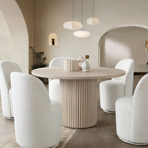 Modern Bouclé Swivel Dining Chairs (Set of 2)