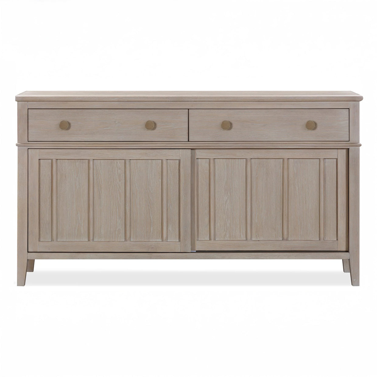 Two Drawer Two Door Light Oak Wood Sideboard