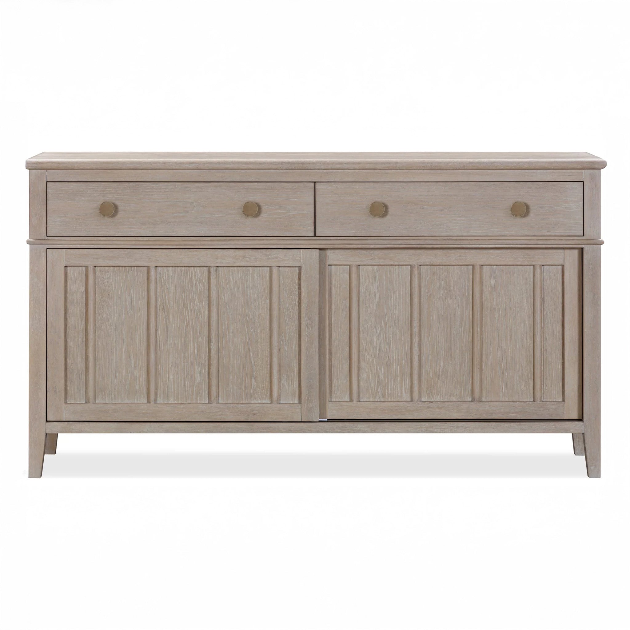 Two Drawer Two Door Light Oak Wood Sideboard