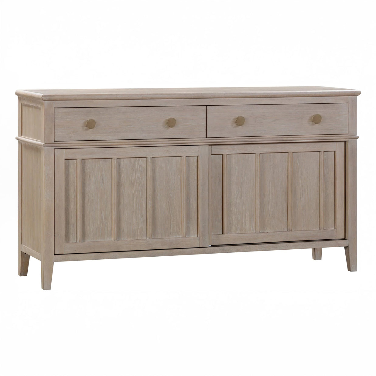 Two Drawer Two Door Light Oak Wood Sideboard