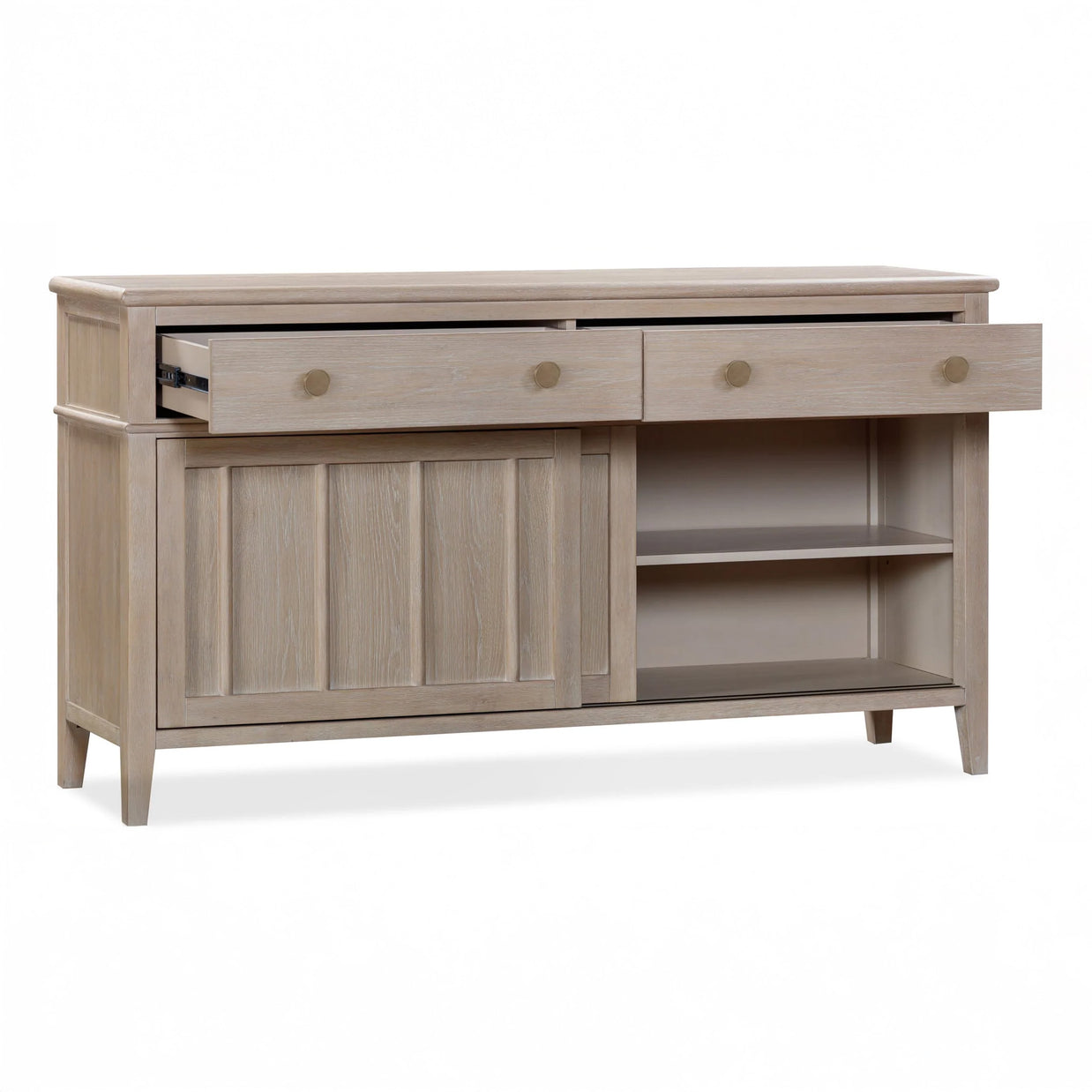 Two Drawer Two Door Light Oak Wood Sideboard
