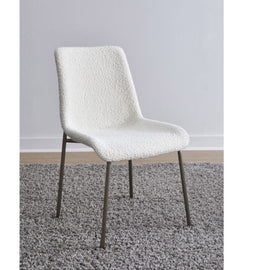 Cottage boucle & nickel dining chair