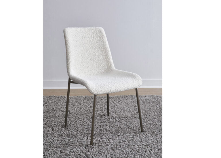 Cottage boucle & nickel dining chair