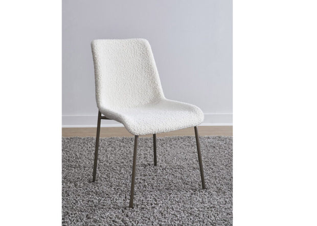 Cottage boucle & nickel dining chair