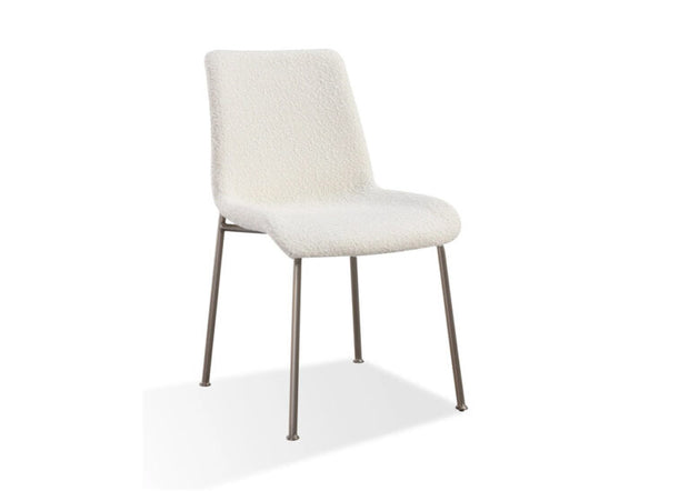 Cottage boucle & nickel dining chair