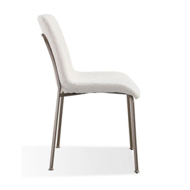 Cottage boucle & nickel dining chair