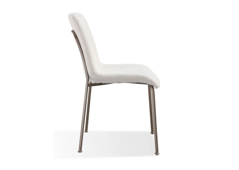 Cottage boucle & nickel dining chair