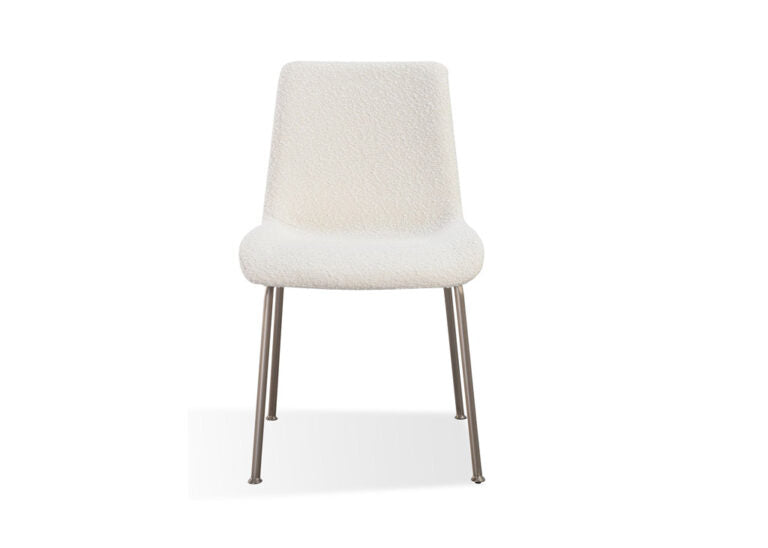 Cottage boucle & nickel dining chair