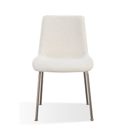 Cottage boucle & nickel dining chair