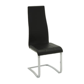 Chrome & Black Leatherette High-Back Dining Chair (Set of 4)