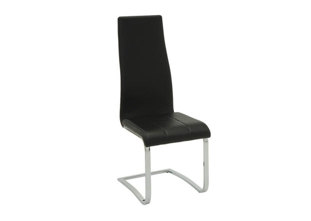 Chrome & Black Leatherette High-Back Dining Chair (Set of 4)