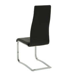Chrome & Black Leatherette High-Back Dining Chair (Set of 4)