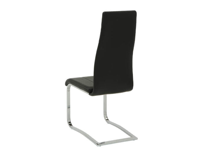 Chrome & Black Leatherette High-Back Dining Chair (Set of 4)