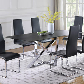 Chrome & Black Leatherette High-Back Dining Chair (Set of 4)