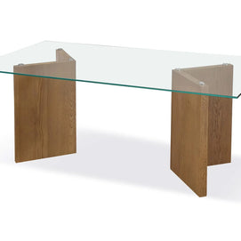 Coastal Oak Glass Top Dining Table