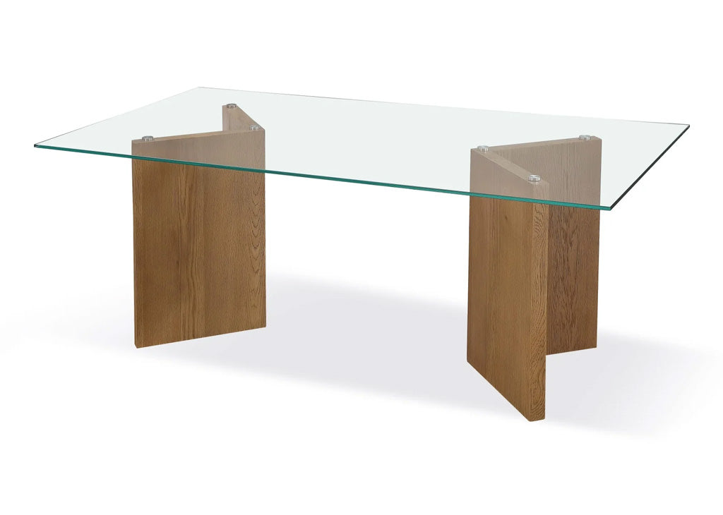 Coastal Oak Glass Top Dining Table
