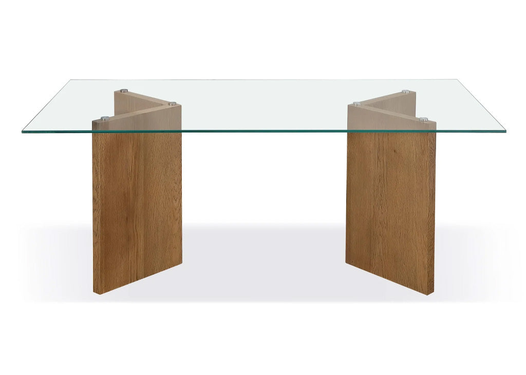 Coastal Oak Glass Top Dining Table