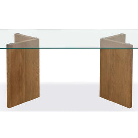 Coastal Oak Glass Top Dining Table