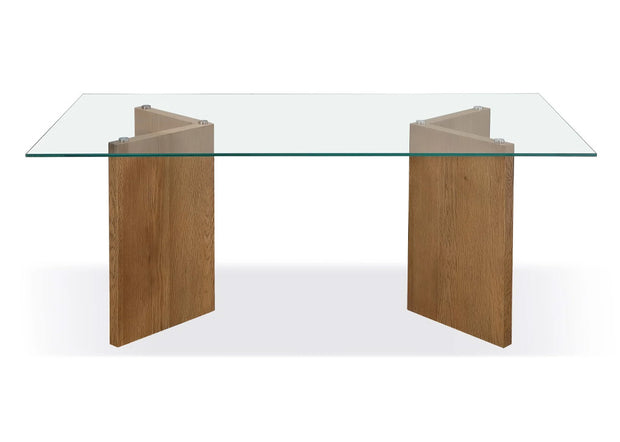 Coastal Oak Glass Top Dining Table