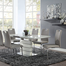 Contemporary Chrome & Faux Leather 7 PC Dining Set