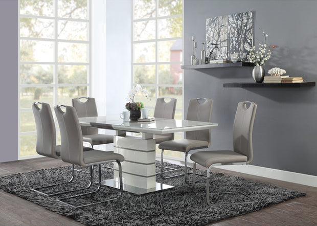 Contemporary Chrome & Faux Leather 7 PC Dining Set