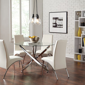 Contemporary Clear & Chrome Round Dining Table